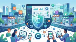 Современная иллюстрация с интерфейсом управления согласием на использование файлов cookie для интернет-магазина